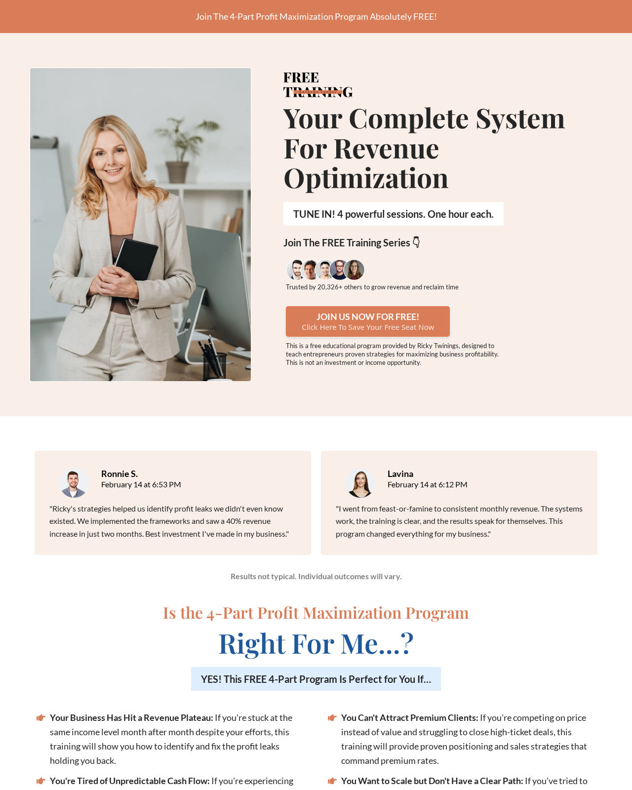 Sales / Landing page from the Free Training to Upgrade Funnel GoHighLevel funnel template