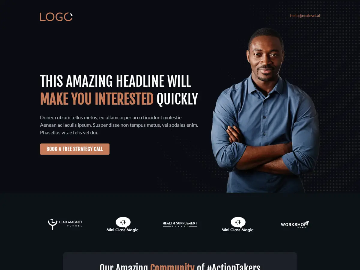 Coach Funnel – A1 Dark GoHighLevel template preview