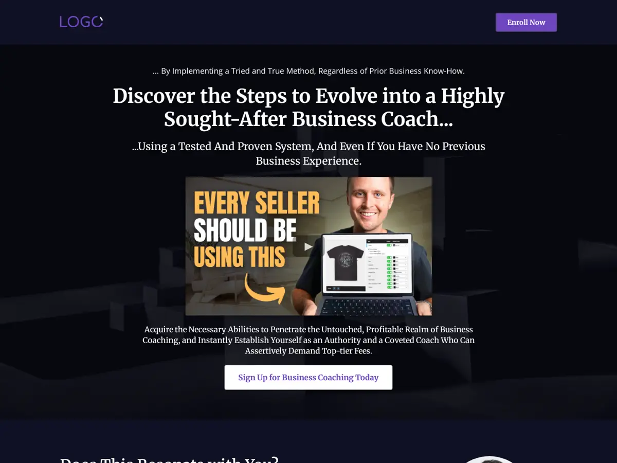 Coaching Accelerator Sales Funnel Dark GoHighLevel template preview