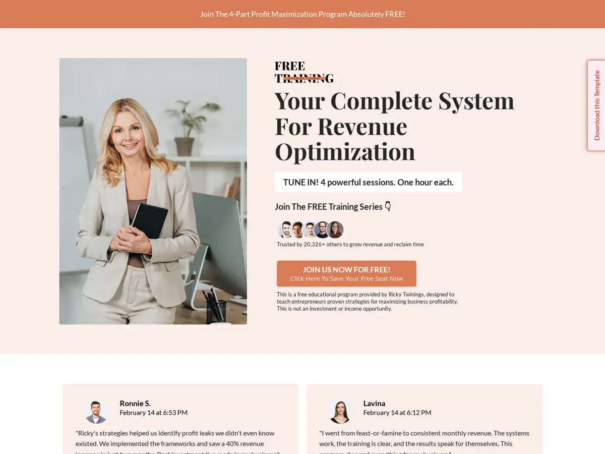 Free Training to Upgrade Funnel
