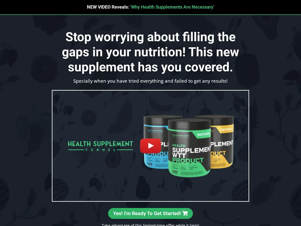 Health Supplement Funnel GoHighLevel template preview