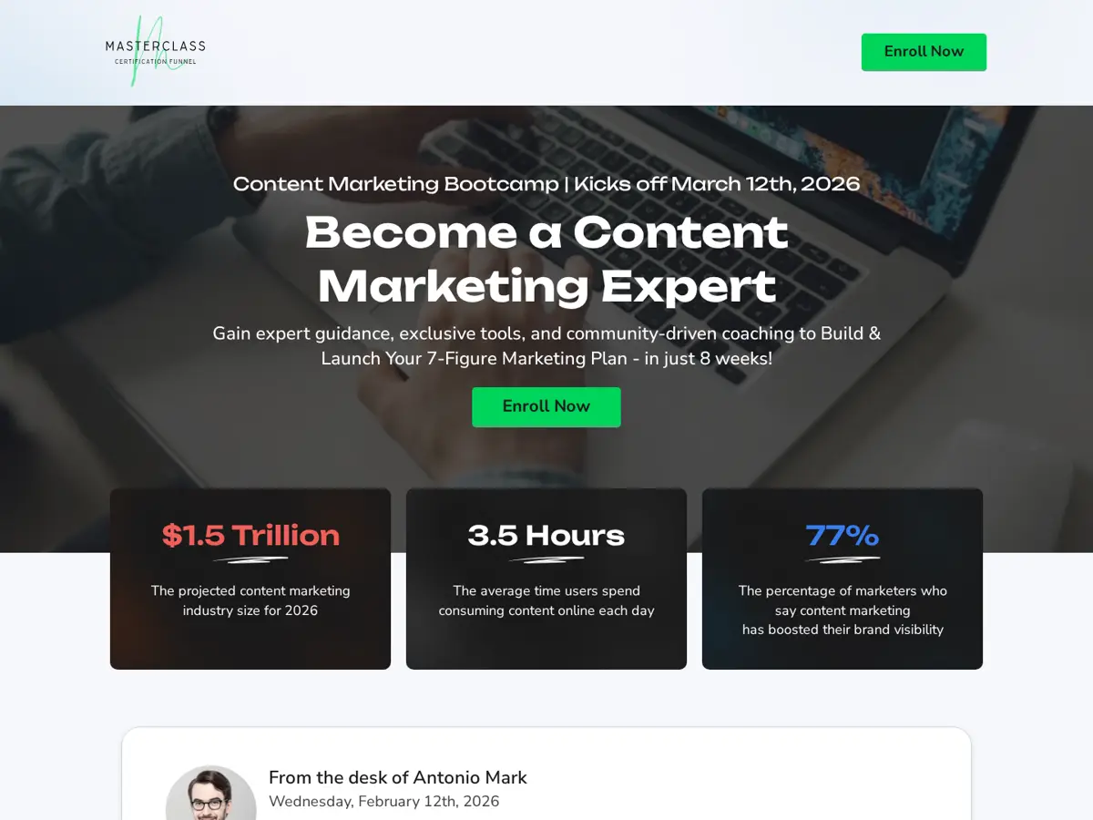 Masterclass Certification Funnel