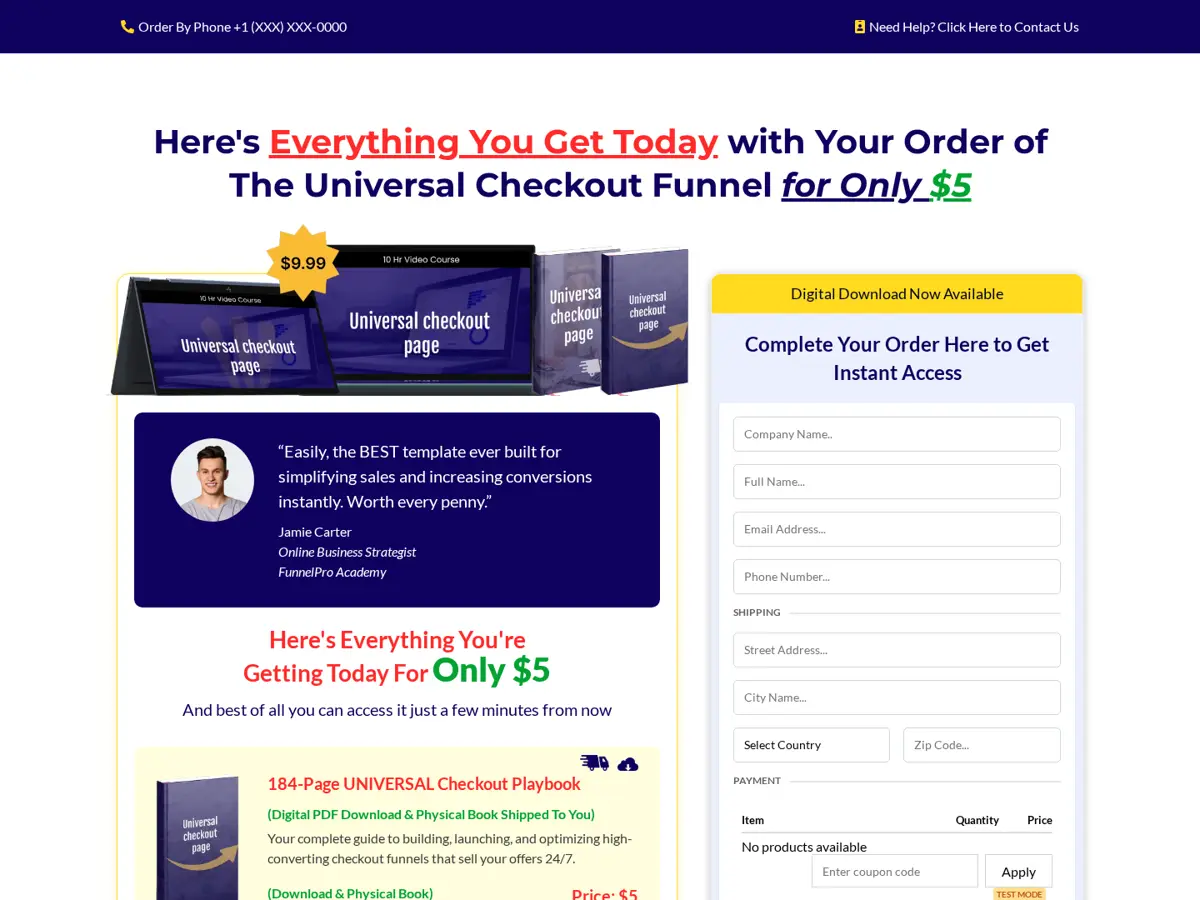 Universal Check Out Template
