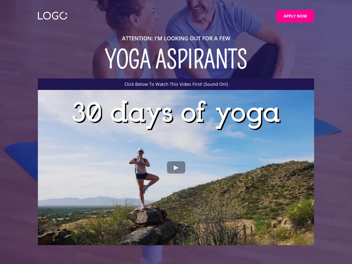 Yoga Acceleration Application Funnel GoHighLevel template preview