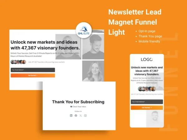 Newsletter Lead Magnet Funnel Light - GHLElite – Gohighlevel Website ...